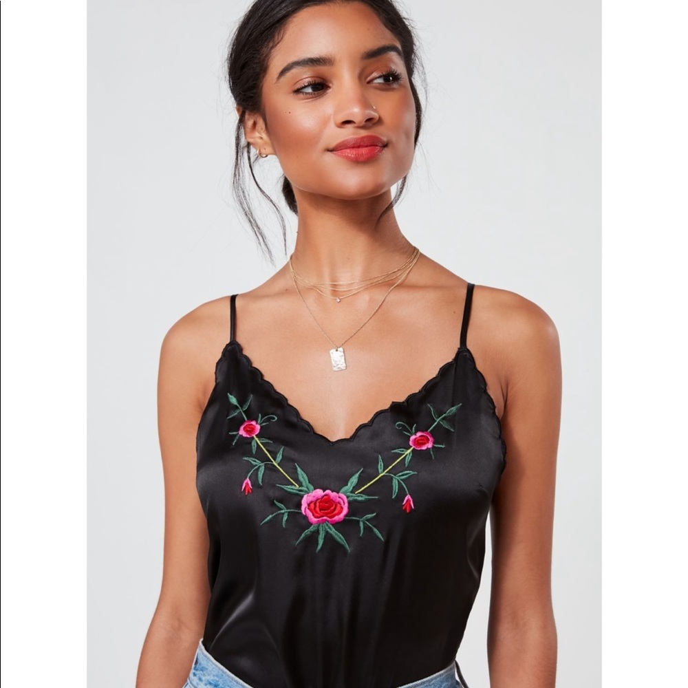 UO Cara embroidered silk cami